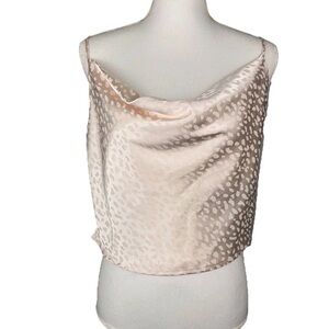 Forever 21 Medium Satin Animal Print Cami Crop Tank Top Cowl Neck Y2K Party Club